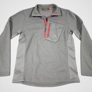 Spyder Grid Fleece Pullover Medium Half Zip Gray Red Trim Outdoor Performance